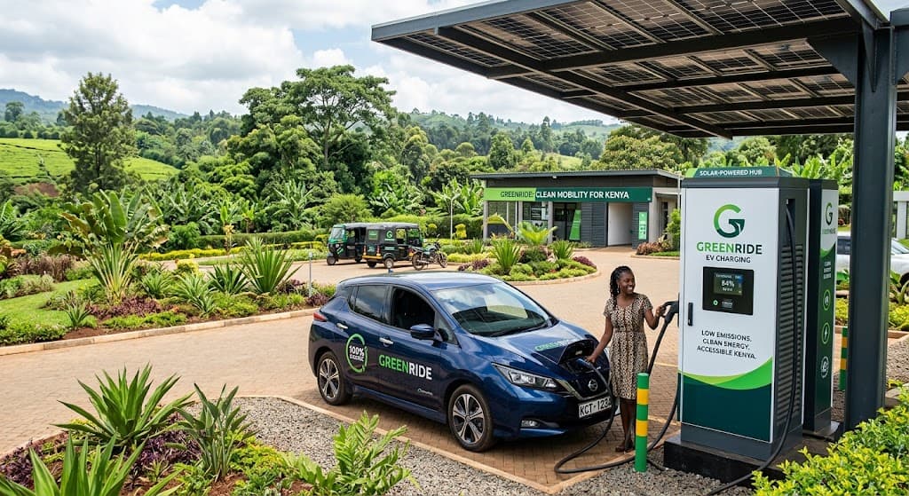 An electric vehicle connected to charging equipment